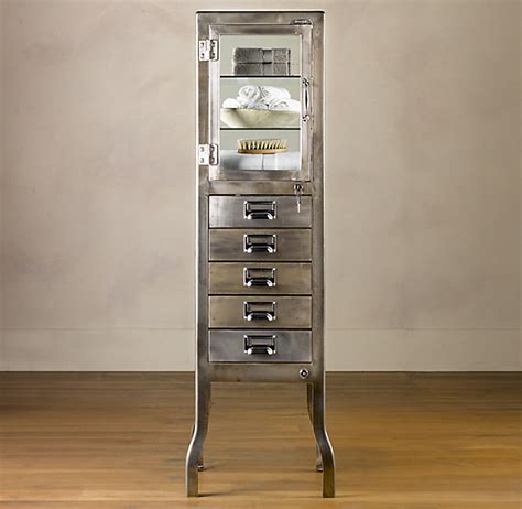 pharmacy large bath cabinet burnished steel|Pharmacy Large Bath Cabinet with Drawers .